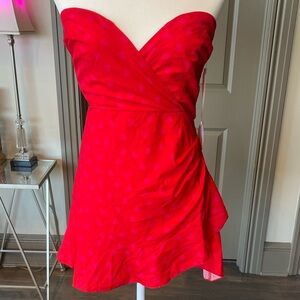 More to Come Marcine Strapless Dress Red Pink Hearts